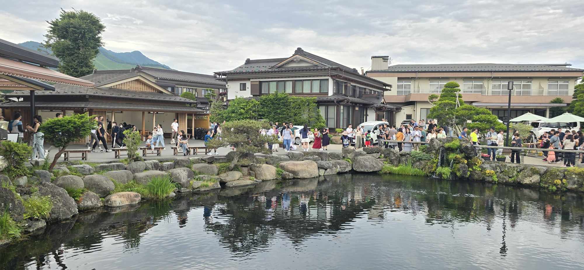 Tourists swarm the scene